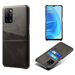 Coque en TPU + PU Enduit antichoc rigide avec porte-carte noir pour votre Oppo A55 5G/A53s 5G