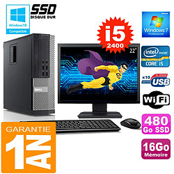 PC DELL 990 SFF Core I5-2400 Ram 16Go Disque 480 Go SSD Wifi W7 Ecran 22" - Occasion