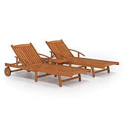 Maison Chic Ensemble de 2 Chaises longues | Transat Bain de soleil et table Bois d'acacia massif -GKD74859