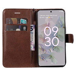 Htdmobiles Housse pour Google Pixel 6a 5G - etui coque pochette portefeuille + verre trempe - MARRON