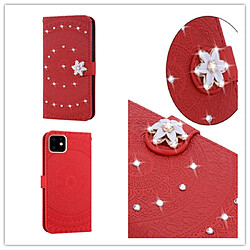 Wewoo Coque Pour iPhone 11 Pressé Impression Coller Motif Foret Horizontale Étui En Cuir PU avec Titulaire & Slots Cartes Et Portefeuille Et Lanyard Rouge