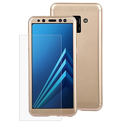 Wewoo Coque Housse de protection amovible détachable à 360 degrés pour Galaxy A8 2018, avec film en verre trempé or