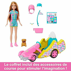 Mattel Barbie Coffret Poupée Stacie Avec Voiture De Kart, Chien Et Accessoires, 9 Éléments, Inspiré Du Film Barbie Et Stacie - À La Rescousse, Jouet Enfant, A Partir De 3 Ans, HRM08 pas cher