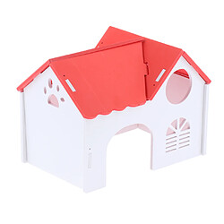 1 Pc Hamster Hérisson Cochon d'Inde Villa En Bois Petits Animaux Maison En Bois Rouge