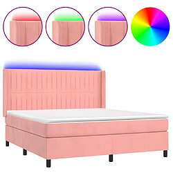 vidaXL Sommier à lattes de lit matelas et LED Rose 160x200 cm Velours