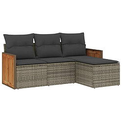 Maison Chic Salon de jardin 4 pcs avec coussins | Ensemble de Table et chaises | Mobilier d'Extérieur gris résine tressée -GKD54647