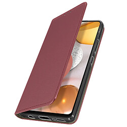 Avizar Étui Samsung A42 5G Housse Folio Porte-carte Fonction Support Vidéo Bordeaux