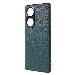 Coque en TPU + cuir véritable texture litchi vert pour votre Honor 50 Pro/Huawei nova 9 Pro