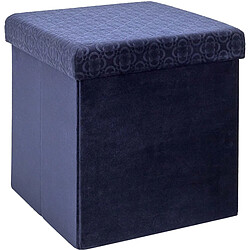 The Home Deco Factory Pouf coffre pliable en velours Rétro bleu nuit.