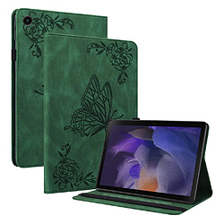 Etui en PU motif de papillons et de fleurs avec support et porte-cartes, vert pour votre Realme Pad