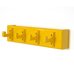 Acheter Decoshop26 Porte-clés mural polyvalent 4 crochets étagère jaune 40x10x13cm DIV06005