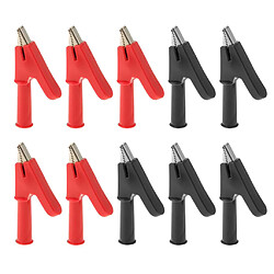 5Pairs Noir + Rouge Alligator Isolé Clip Plug Connecteur Banana Empilable