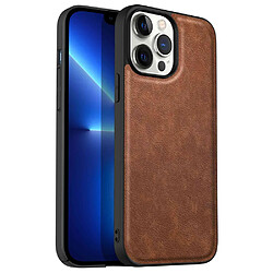 Coque en TPU + PU anti-rayures, anti-empreintes digitales, rétro pour votre iPhone 13 Pro Max 6.7 pouces - marron