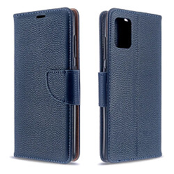 Wewoo Housse Coque Pour Galaxy A51 Litchi Texture Pure Color Horizontal Flip en cuir PU avec support et fentes cartes et portefeuille et lanière bleu foncé