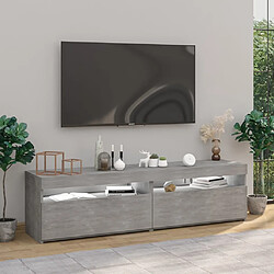 Acheter Maison Chic Meubles TV 2 pcs avec lumières LED pour salon Gris béton 75x35x40 cm -MN78704