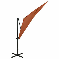 Maison Chic Parasol Jardin | Parasol déporté avec mat et lumières LED Terre cuite 250 cm - GKD14030