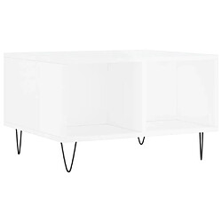 Maison Chic Table basse,Table Console Table d'appoint, Table pour salon Blanc brillant 60x50x36,5 cm Bois d'ingénierie -MN34509