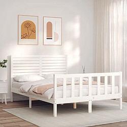 Maison Chic Lit adulte - Cadre Structure de lit avec tête de lit Contemporain blanc 120x200 cm bois massif -MN95661