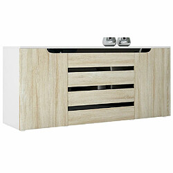 Mpc Buffet Bas Blanc Mat Et Aspect Chêne (lxhxp) : 166 X 72 X 35