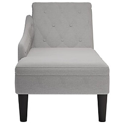 Avis vidaXL Fauteuil long avec coussin et accoudoir droit gris nuage tissu