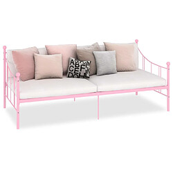 Maison Chic Lit adulte - Lit simple Cadre de lit,Structure du lit Contemporain de repos Rose Métal 90 x 200 cm -MN42182