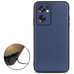 Coque en TPU + cuir véritable anti-rayures, légèreté, bleu pour votre Oppo Reno7 SE 5G