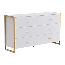 Commode 6 tiroirs - MDF - Blanc laqué et doré - OMBRELIA de Pascal Morabito