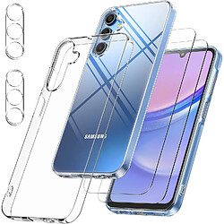 Coque Silicone Transparente + Verres Trempes et Protections Camera Arriere Transparent X2 Pour Samsung Galaxy A15 Little Boutik©