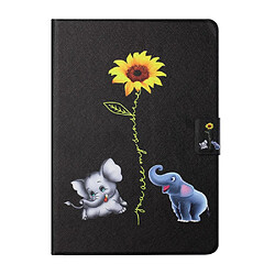 Etui en PU Impression de motifs distinctifs avec support et porte-cartes Éléphants et tournesol pour votre Samsung Galaxy Tab A7 Lite 8.7 T220/T225