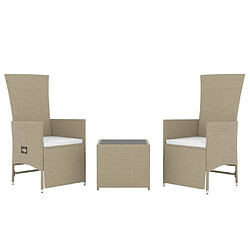 Avis Maison Chic Ensemble de Salon de jardin 3 pcs - Table et chaises d'extérieur - Mobilier/Meubles de jardin Moderne beige poly rotin et acier -MN85660