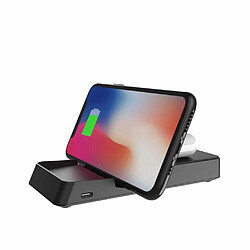 Chrono 3 en 1 Qi recharge sans fil Dock Station Chargeur compatible pour smartphone USB de type C Charge rapide 10 W Compatible avec Smartphone Smartwatch,(noir)