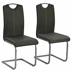 Maison Chic Lot de 2 Chaises à manger cantilever,Chaises de cuisine style scandinave - gris similicuir -MN37919