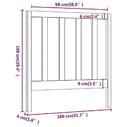 vidaXL Tête de lit Marron miel 106x4x100 cm Bois massif de pin pas cher