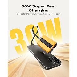 SANAG Pd 30W Batterie Externe 10,000 Mah Avec Détachables Deux Ports Cordon Intégré, Petit Portable Power Bank Charge Rapide Batterie Chargeur Pour Iphone/Samsung/Ordinateur/Tablette (Jaune Ambré)