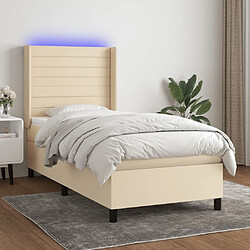 Sommier à lattes,Cadre à lattes de lit pour Adulte matelas et LED Crème 100x200 cm Tissu -MN32834