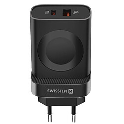 Swissten Chargeur Secteur 22.5W USB et USB C et Module Magnétique Apple Watch Noir