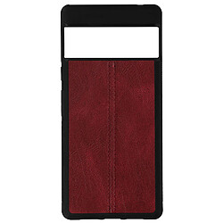 Avizar Coque Google Pixel 6 Pro Hybride Finition Effet Cuir Texturé rouge