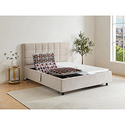 Vente-Unique Lit électrique de relaxation déco tout plots + matelas mémoire de forme - 2 x 70 x 190 cm - Tissu - Beige - EREGA de DREAMEA