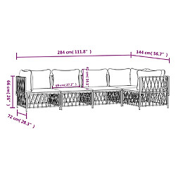 vidaXL Salon de jardin avec coussins 5 pcs anthracite acier pas cher