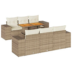 vidaXL Salon de jardin avec coussins 7 pcs beige résine tressée