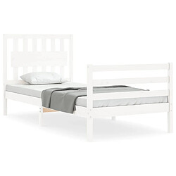 Maison Chic Cadre/structure de lit avec tête de lit pour adulte - Lit Moderne Chambre blanc simple bois massif -MN11373