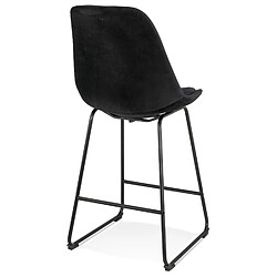 Acheter Alterego Tabouret snack mi-hauteur 'BULLY MINI' en velours noir et pieds en métal noir