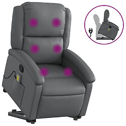 vidaXL Fauteuil inclinable de massage Gris Similicuir