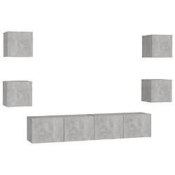 vidaXL Ensemble de meubles TV 6 pcs Gris béton Bois d'ingénierie