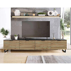 Bestmobilier Olympie - meuble TV - bois et noir - 200 cm