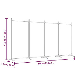 vidaXL Cloison de séparation 4 panneaux Blanc 346x180 cm Tissu pas cher