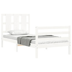 Acheter Maison Chic Lit adulte - Cadre de lit et tête de lit,Structure du lit Contemporain pour chambre blanc 100x200 cm bois massif -MN91830