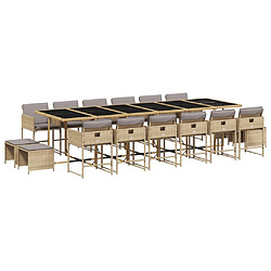 vidaXL Ensemble à manger de jardin et coussins 17 pcs mélange beige