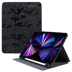 Etui en PU X-LEVEL fonction réveil/sommeil automatique, motif camouflage avec support et porte-crayon noir pour votre iPad Pro 11-pouces (2021)/(2020)/(2018)/Air (2020)