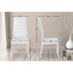 Acheter Decoshop26 Lot de 6 chaises de salle à manger design simple en synthétique blanc avec couture cadre en métal noir CDS10297